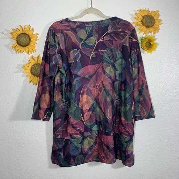 Soft Surroundings Botanical Print 3/4 Sleeve Tunic with a Size Medium Womens - Picture 6 of 11